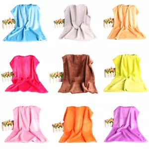 Kids Super Soft Warm Solid Micro Plush Fleece Blanket Throw Rug Sofa Bedding - Picture 1 of 21