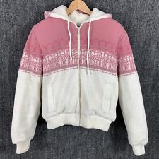 Vintage Medium Sweatshirt Fair Isle Weather Wise Styled By Betsy B Pink White  