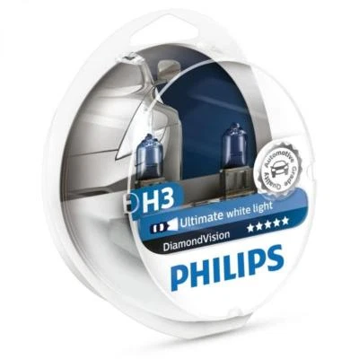 H3 PHILIPS Diamond Vision 5000K Ultimate White Light Bulbs Headlamp - Image 1 of 4