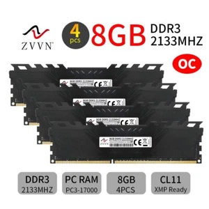 32GB 4x 8GB DDR3 2133MHz OC PC3-17000 240Pin DIMM Desktop Memory RAM ZVVN Black - Picture 1 of 11
