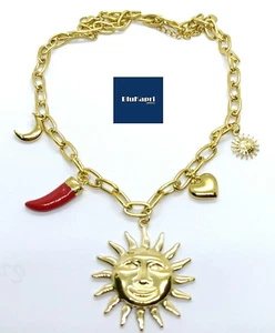 Collana Donna in Acciaio collana placcata oro giallo catena con ciondoli sole - Foto 1 di 5