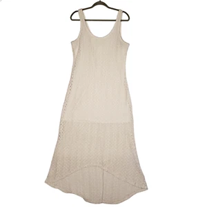 Xhilaration Hi Low Crochet Maxi Dress Sleeveless Ivory Cream Womens Size XL - Picture 1 of 9