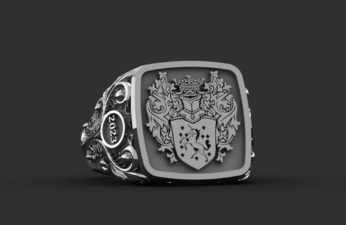 VALENTINO Anello Uomo Oro Personalizzato Stemma Famiglia Stemma Sigillo Anello Araldico Lusso