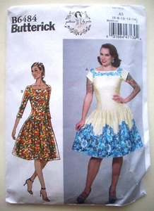 Vestido Columpio Cintura Caída Patrón 6484 Talla 6 8 10 12 14 SIN CORTAR - Imagen 1 de 2