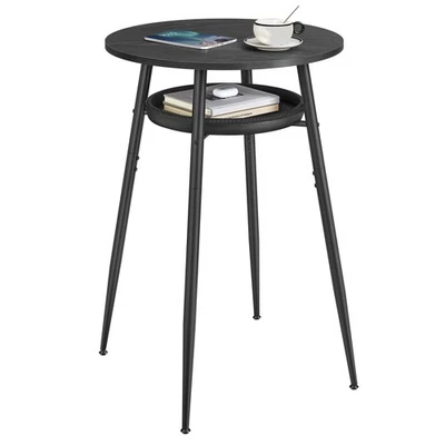 EKHO Collection - Bar Table with Storage, Round High Pub Table, Synthetic Lea... - Image 1 of 4