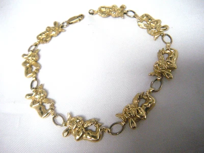 Brazalete de eslabones de ángel de oro amarillo de 14K 8 pulgadas 14,2 gramos Foto 1 de 4