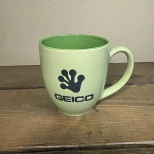 Vintage Geico Gecko Versicherung Kaffeebecher RAR hellgrün innen dunkler - Bild 1 von 7