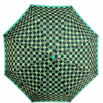 Gianni Versace Paraguas Compacto Plegable Cuadros Estampado Medusa Verde Negro Tono Dorado Foto 1 de 4