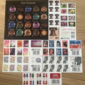 FOREVER STAMPS USPS 8 Books Sheets CHRISTMAS CARD Flowers Animals Sun Science - Picture 1 of 6