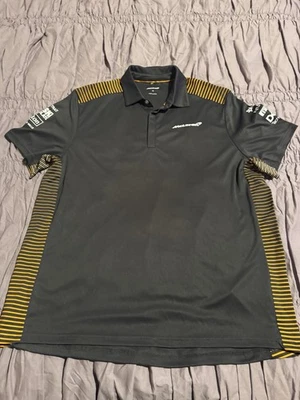 McLaren Racing Team Formula 1 男式 Polo 衫 XL 码灰色短袖 F1 标志 — 第 1/4 张图片