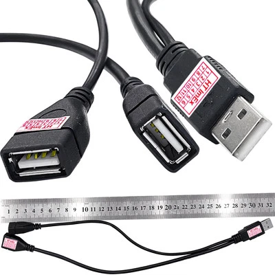 USB 2.0 A Stecker Auf 2 Doppel USB Buchse Y Splitter Hub Netzkabel Adapterkabel - Bild 1 von 4