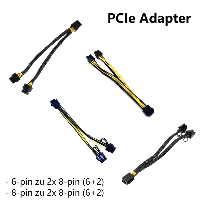 PCI-e Adapter Kabel 6-Pin & 8-Pin zu 2x (6+2)Pin Stecker Verlängerung - Bild 1 von 1