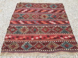 Antique Turkish Kilim Rug shabby vintage old wool country home Kelim 95x93cm - Picture 1 of 8