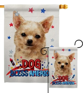 Bandera Patriótica Cabeza de Manzana Chihuahua Jardín Perro Decoración Regalo Patio Banner - Imagen 1 de 19