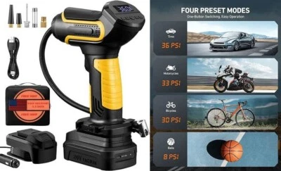 Compresor de aire para inflar neumáticos inalámbricos con batería de iones.nuevo. Foto 1 de 4