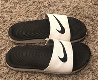 olive green nike slides