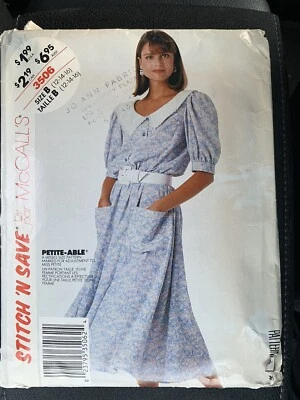 Vtg Sewing Pattern Stitch ‘N Save 3506 Misses Pullover Dress Tie Belt, Sz 12-16 - Image 1 of 2