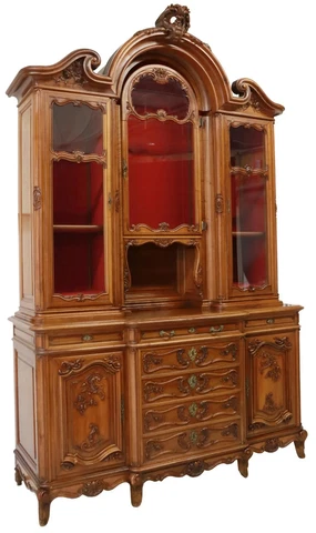 Antique Sideboard, Schmit Louis XV Style Walnut Display, Glazed  Doors, 1800s!! Cover
