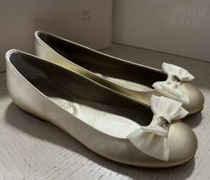 NIB Armani Junior Girls Shoes Color Gold Size 35 Eu - Picture 1 of 8