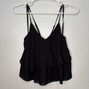 Top corto negro grande Marc New York para mujer correa de espagueti ajustable en capas fluido - Imagen 1 de 4