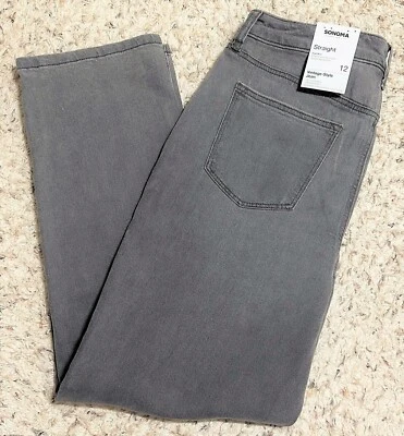 Jeans feminino Sonoma cintura alta reto estilo vintage, tamanhos 2, 8, 12, 16, novo com etiquetas - Imagem 1 de 4