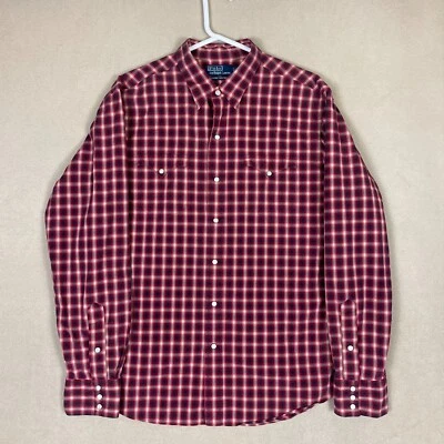 Polo Ralph Lauren Shirt Adult Extra Large Red Plaid Long Sleeve Western Mens - Image 1 of 4