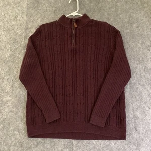 Tommy Bahama Sweater Mens Large Burgundy 1/4 Zip Pullover Knit - Picture 1 of 16