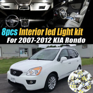 8Pc Super White Car Interior LED Light Bulb Kit Pack for 2007-2012 KIA Rondo