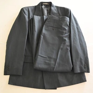 Vtg USA Made 42R 34x30 Blue Stripe Double Breasted Mens Jacket Pants Suit - Picture 1 of 24