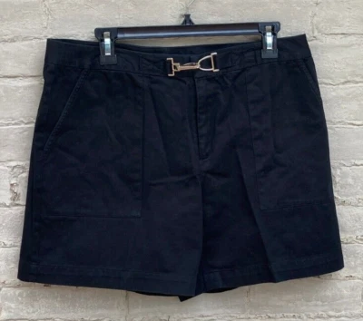 CHAPS Shorts Womens Size 12 Black Cotton Shorts Belt Buckle Accent - Image 1 of 3