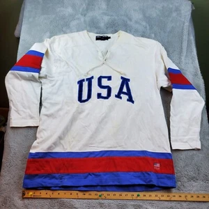 Polo Ralph Lauren Sport Spellout USA Pullover Mens L Red White Blue Long Sleeve - Picture 1 of 10