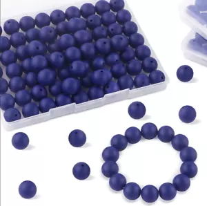Cuentas redondas de silicona azul marino de 15 mm para hacer llaveros artesanías hágalo usted mismo agujero de 2 mm - Imagen 1 de 2