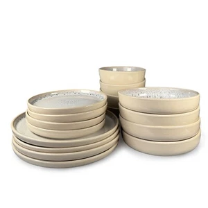 Juegos de vajilla de cerámica esmaltada reactiva crema Scandi Home Stockholm para 4 - Imagen 1 de 17