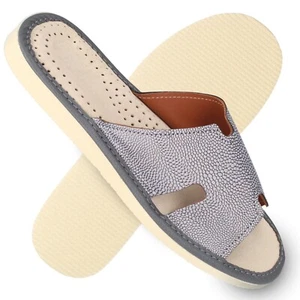 Damen Pantolette Hausschuhe offen Schlangenhaut grau Gr. 36-41 filsko Toulouse - Bild 1 von 9