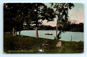 1910s WI Postcard Spring On Lake Palmyra Wisconsin Canoe - Picture 1 of 2