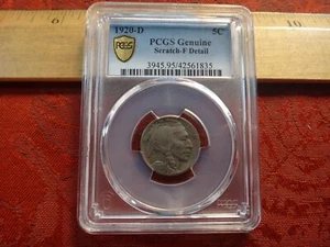 1920-D United States Buffalo Nickel 5c PCGS Graded F Detail - Free S&H USA - Picture 1 of 4