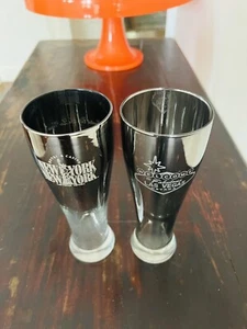 2 Vintage Silber Chrom Glas Sammlerstück Las Vegas Streifen 20oz Pils Gläser - Bild 1 von 5