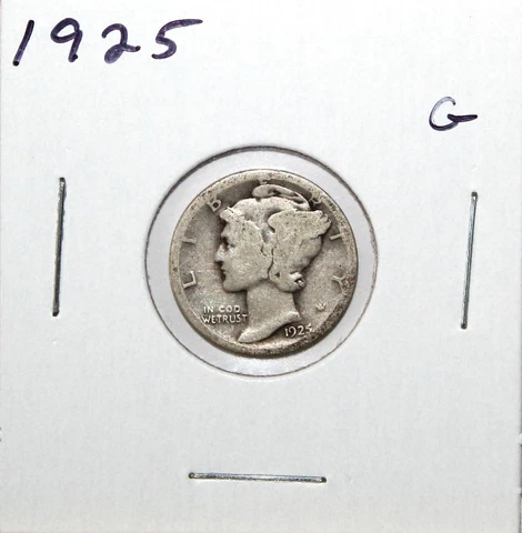 1925 US Mercury Silver Dime G  Good Free Shipping Cover