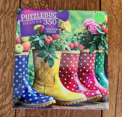 Puzzlebug Deluxe *Blooms and Boots* 350 piece Jigsaw Puzzle 20x12 - Image 1 of 4