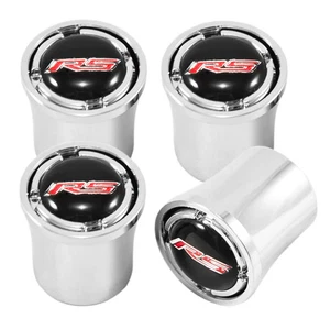 Chevrolet Chrome & Black Road Sport Valve Stem Caps w Red RS Logo Emblem - Picture 1 of 1