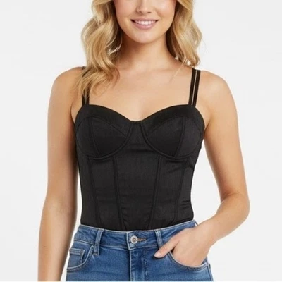 Womens Y2K Black Corset Bustier Top Cami Size S Coquette Fairy Grunge Sexy - Image 1 of 4