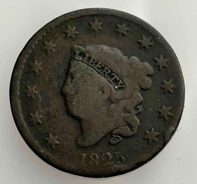 Moneda de un centavo grande con cabeza de corona de 1825 Foto 1 de 4