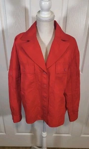 Chaqueta Cabi para mujer roja mezcla de lino talla L botones a presión estilo 6468 - Imagen 1 de 9