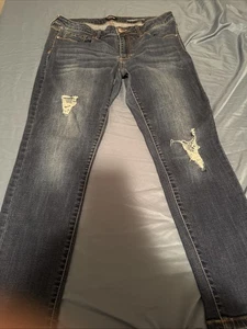 Bebe Women's Blue Denim Jeans 26 Medium Wash Distressed Sz 32 - Picture 1 of 4