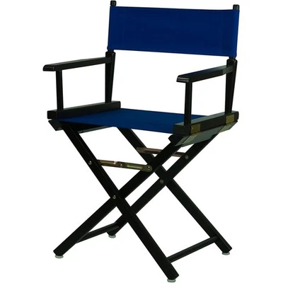 Silla Director Marco Negro/Lona Azul Real, 18" Altura Camping NUEVO Foto 1 de 4