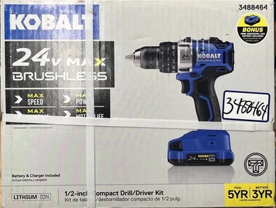 Kobalt 3488464 24V Max Brushless 1/2" Compact Drill Driver W/ Batteries/Charge - Image 1 of 2