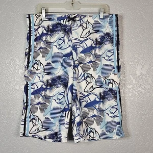 Op Board Swim Shorts XXL or 18 Cargo Pockets Sharks Teal Blue Black Floral Boys - Picture 1 of 14