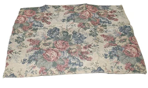 Vintage Green Pin Striped with Red Roses Thick Upholstery Fabric Remnant 17x24 - Picture 1 of 4