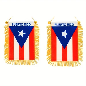 Anley 2 Pcs 4x6 Inch Puerto Rico Fringy Window Hanging Flag - Fringed Mini Flag - Picture 1 of 7