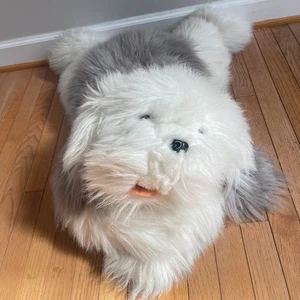 Old English Sheepdog Tongue Jumbo 36" Realistic Plush Laying Down Floor Pillow - Picture 1 of 11